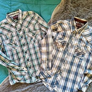 Lot of 2 Rock & Roll Cowboy Mens Western Shirts Sz L Matte Pearl Buttons Work